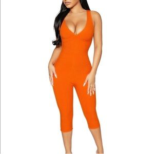 Naked Wardrobe Snatched Orange Romper